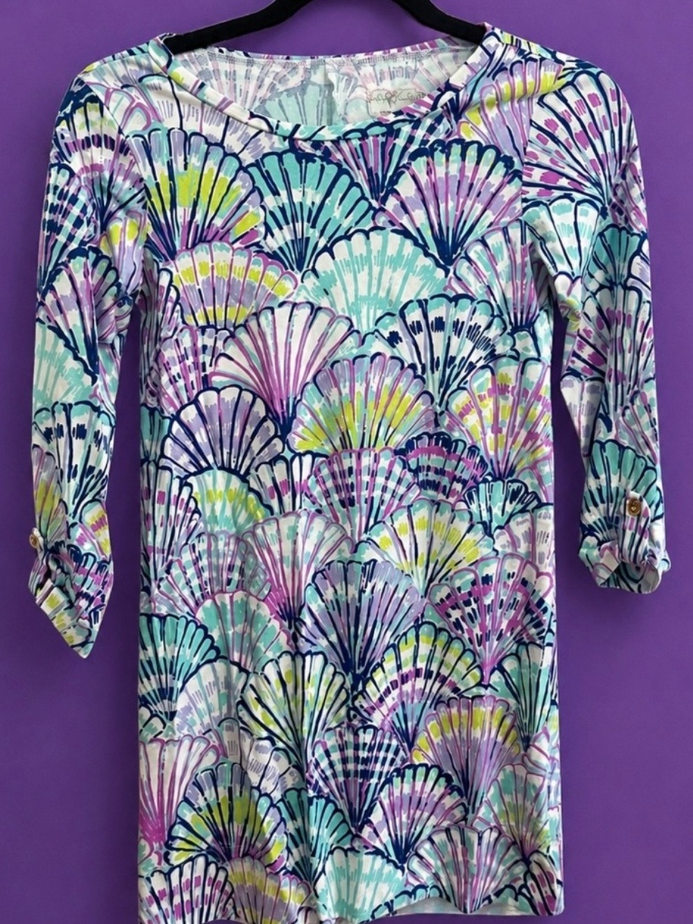 Lilly Pulitzer “Oh Shello” Mini Dress in Teal, Pink and Purple Floral Print 🌸🐚🌸